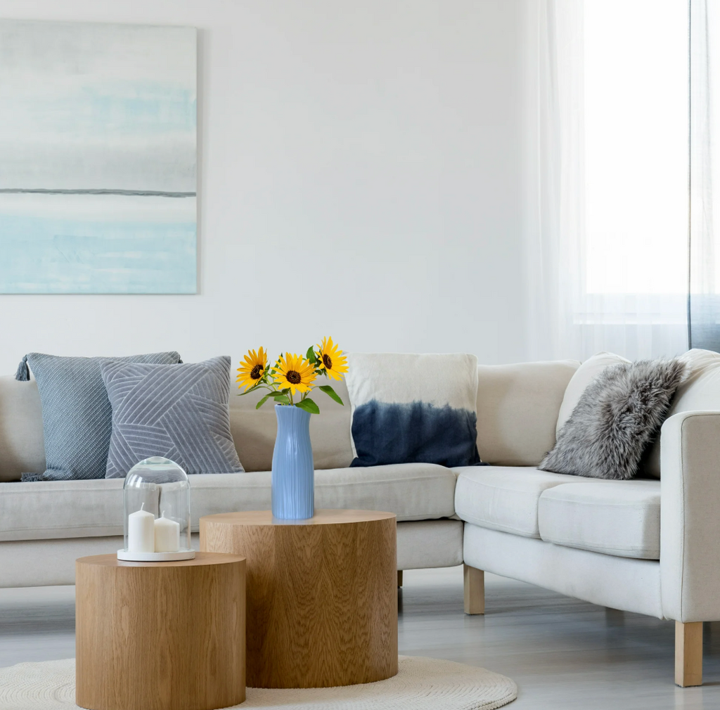 Mainstays Plastic Rib Vase, Placid Blue, Indoor