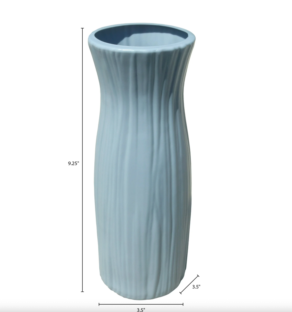 Mainstays Plastic Rib Vase, Placid Blue, Indoor
